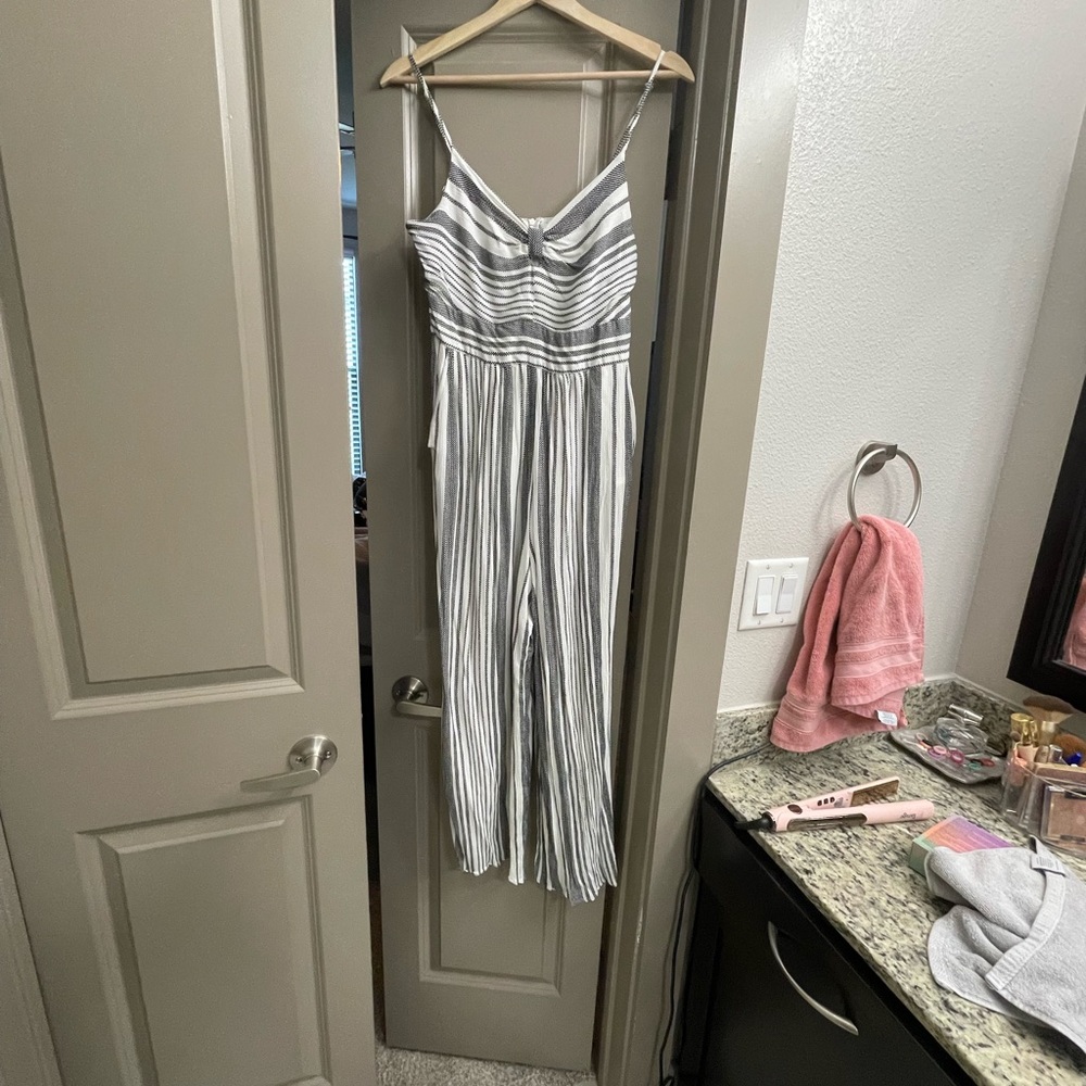 Navy blue and white jumpsuit, sz S